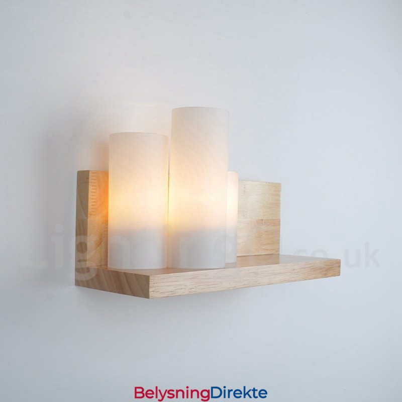 Mini-Stil Vegglampe Med Glassskjermer Moderne, Moderne Tre- Og Bambusvegglampe