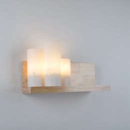 Mini-Stil Vegglampe Med Glassskjermer Moderne, Moderne Tre- Og Bambusvegglampe