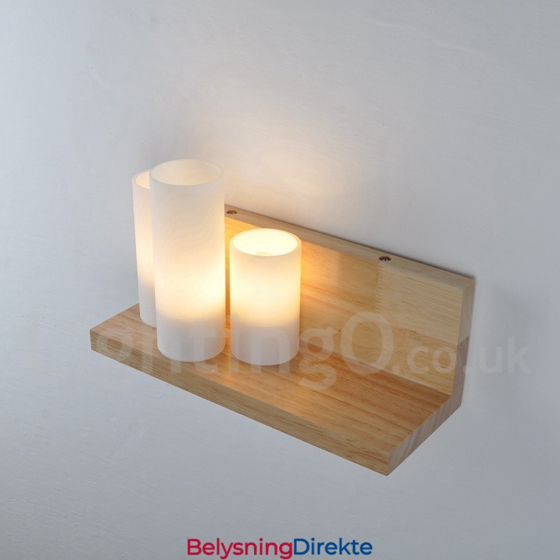 Mini-Stil Vegglampe Med Glassskjermer Moderne, Moderne Tre- Og Bambusvegglampe