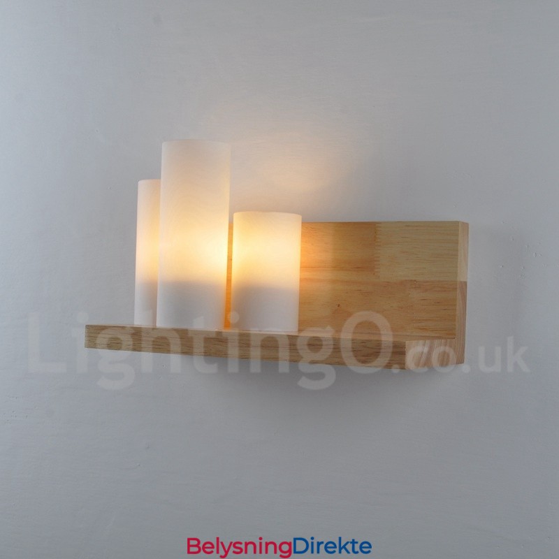 Mini-Stil Vegglampe Med Glassskjermer Moderne, Moderne Tre- Og Bambusvegglampe