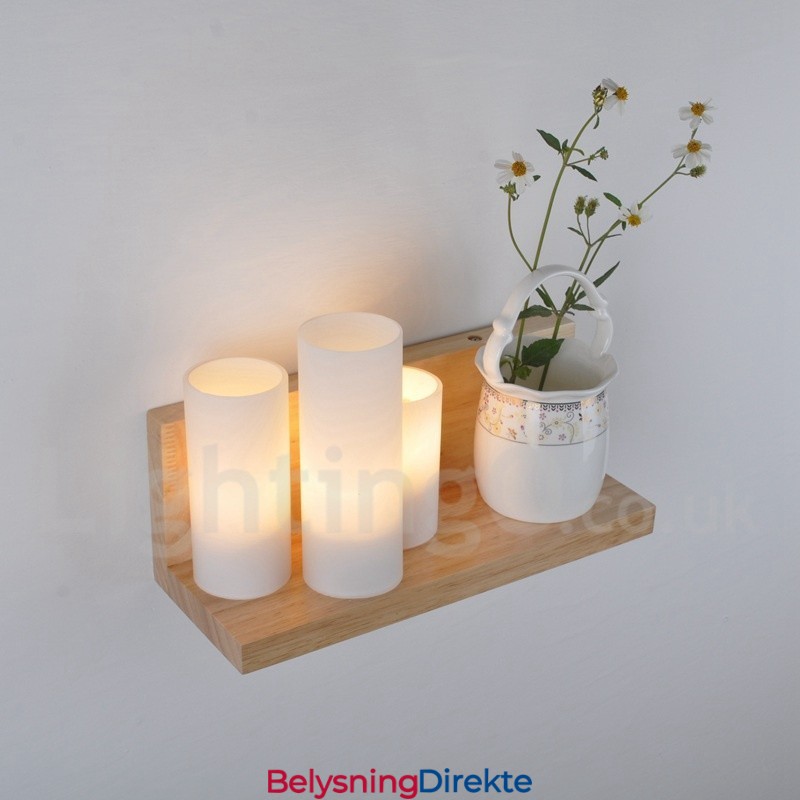 Mini-Stil Vegglampe Med Glassskjermer Moderne, Moderne Tre- Og Bambusvegglampe