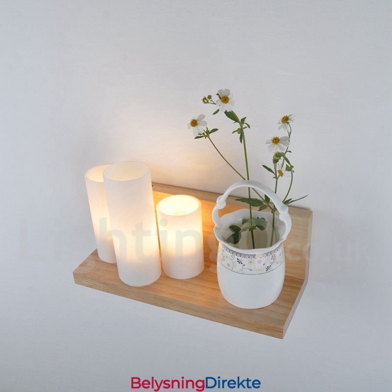 Mini-Stil Vegglampe Med Glassskjermer Moderne, Moderne Tre- Og Bambusvegglampe