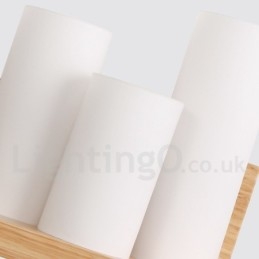 Mini-Stil Vegglampe Med Glassskjermer Moderne, Moderne Tre- Og Bambusvegglampe