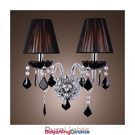 Krystallvegglampe Med 2 Lys I Stoffskjerm