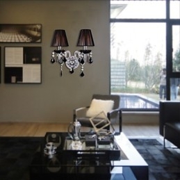 Krystallvegglampe Med 2 Lys I Stoffskjerm