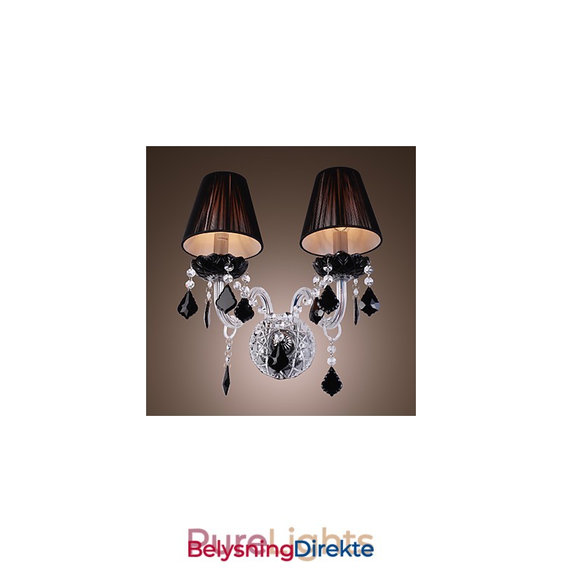 Krystallvegglampe Med 2 Lys I Stoffskjerm