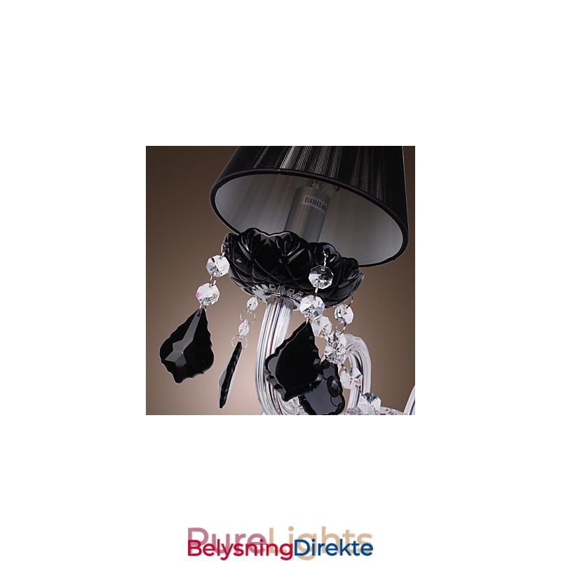 Krystallvegglampe Med 2 Lys I Stoffskjerm