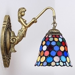 Europeisk Kontraktsfestet Landlig Kreativ Smijernsvegglampe Glasslamper