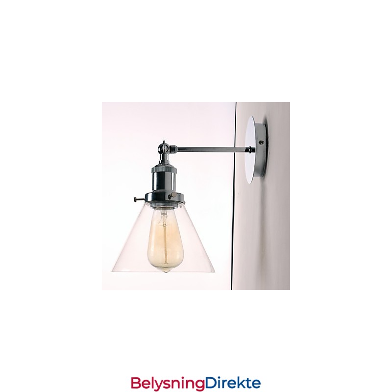 Art Deco-Vegglampe Med Glasskjegleskjerm Nedfellbar