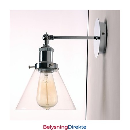 Art Deco-Vegglampe Med Glasskjegleskjerm Nedfellbar