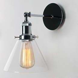 Art Deco-Vegglampe Med Glasskjegleskjerm Nedfellbar