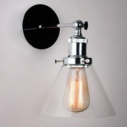 Art Deco-Vegglampe Med Glasskjegleskjerm Nedfellbar