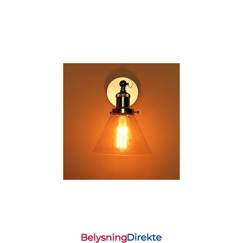 Art Deco-Vegglampe Med Glasskjegleskjerm Nedfellbar