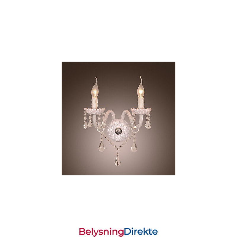 Krystallvegglampe Med 2 Lys I Stearinlyspære
