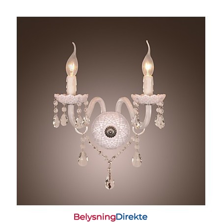 Krystallvegglampe Med 2 Lys I Stearinlyspære