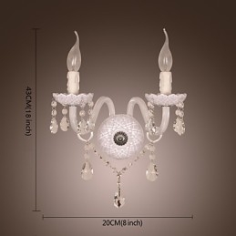 Krystallvegglampe Med 2 Lys I Stearinlyspære