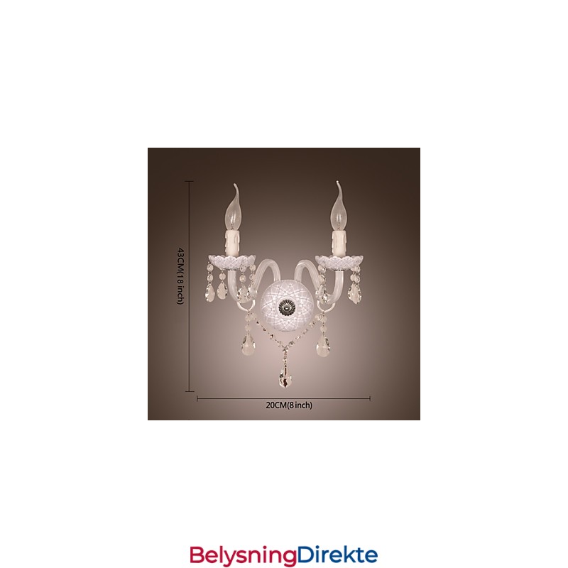 Krystallvegglampe Med 2 Lys I Stearinlyspære