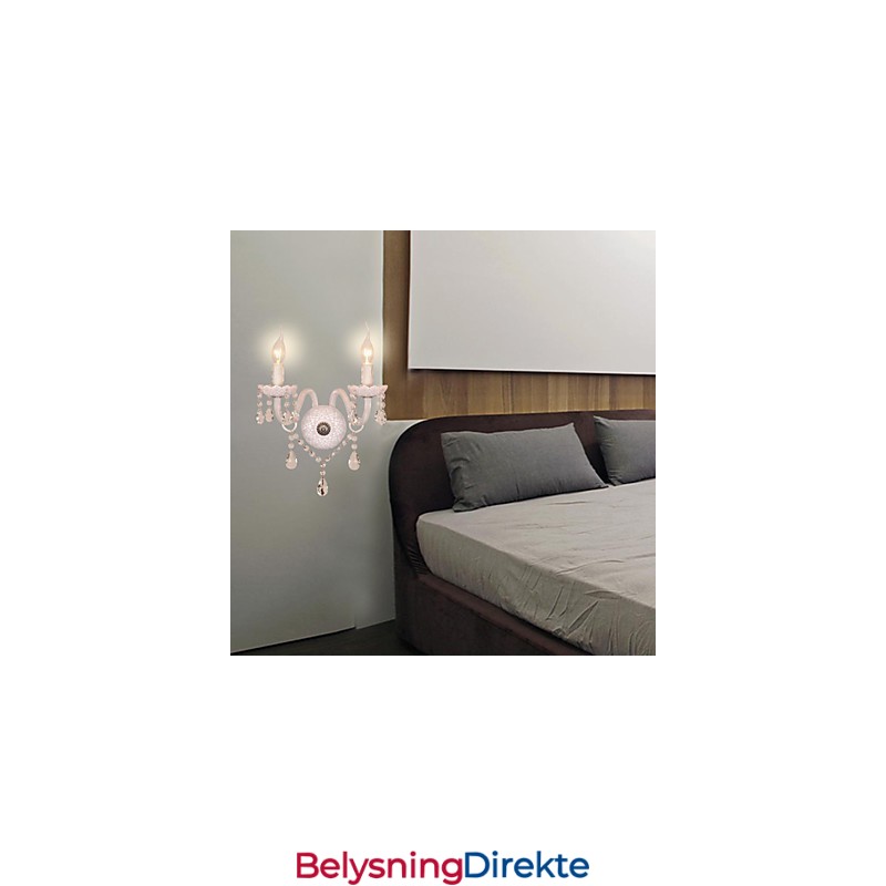 Krystallvegglampe Med 2 Lys I Stearinlyspære