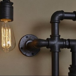 Vegglampe Med 5 Lys I Vannrør, Jern, Ministil, Industriell Stil, Landlig Metall