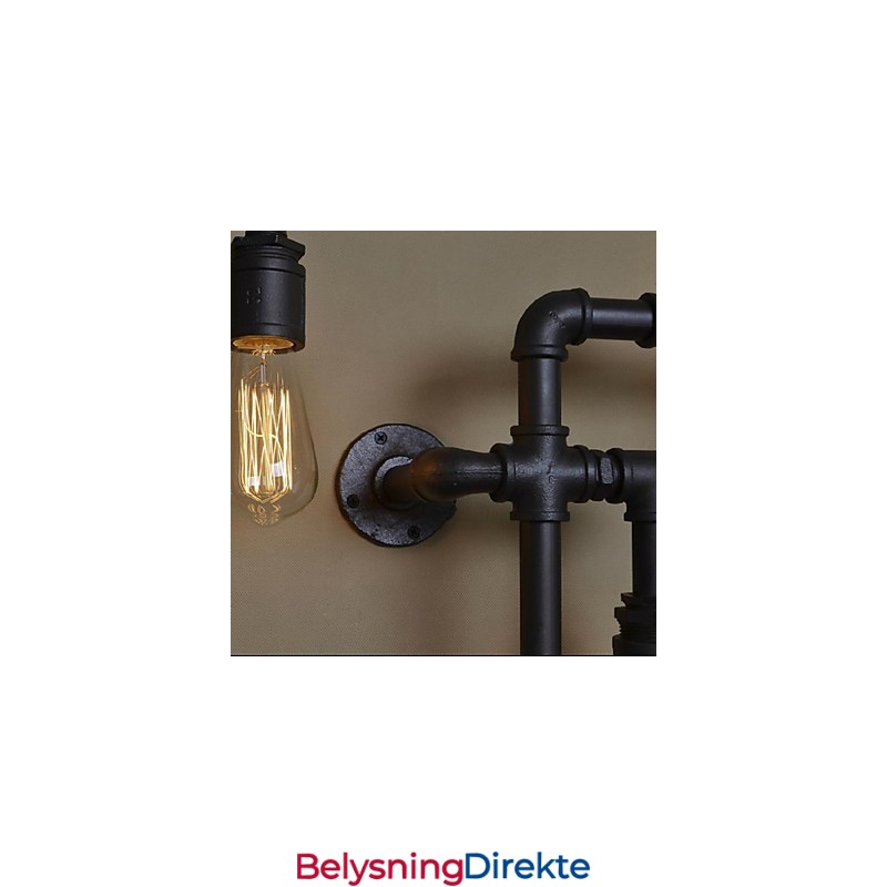 Vegglampe Med 5 Lys I Vannrør, Jern, Ministil, Industriell Stil, Landlig Metall