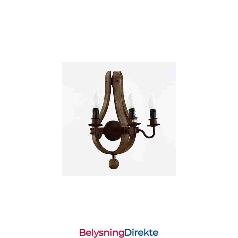 Vintage Amerikansk Rustikk Trevegglampe Til Vinfat, Stue- Og Soveromslampe