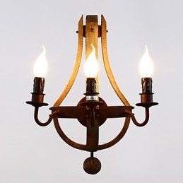 Vintage Amerikansk Rustikk Trevegglampe Til Vinfat, Stue- Og Soveromslampe