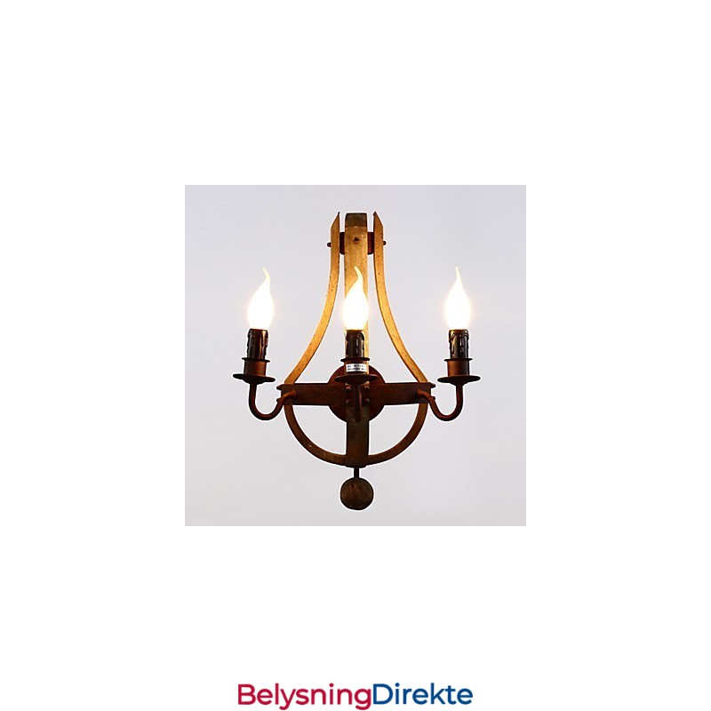 Vintage Amerikansk Rustikk Trevegglampe Til Vinfat, Stue- Og Soveromslampe