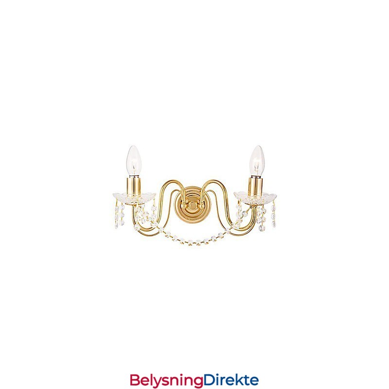 Gyllen Krystallvegglampe Med 2 Lys