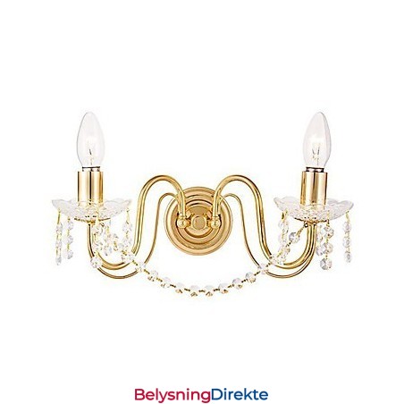 Gyllen Krystallvegglampe Med 2 Lys