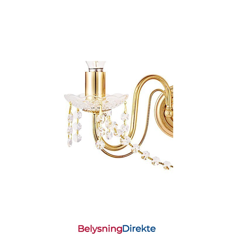 Gyllen Krystallvegglampe Med 2 Lys