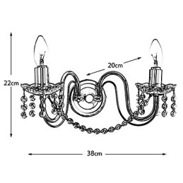 Gyllen Krystallvegglampe Med 2 Lys