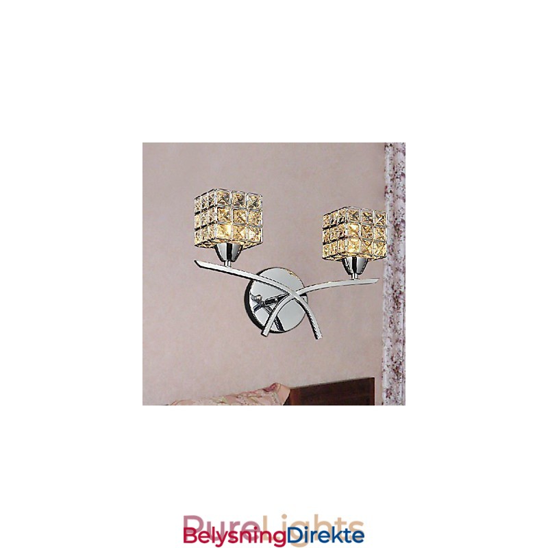 Moderne Krystallvegglampe Med 2 Lys