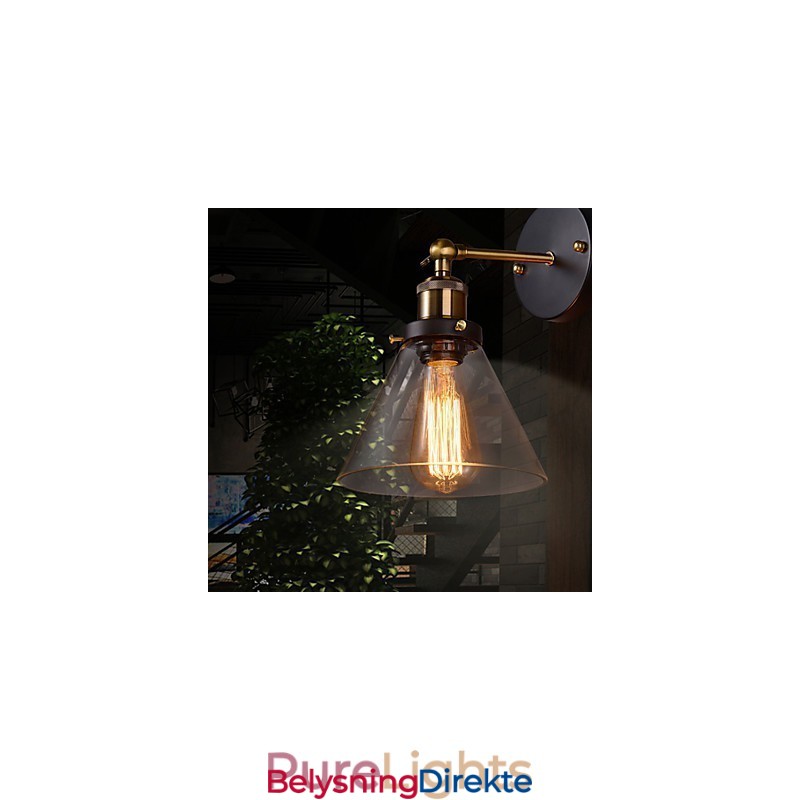 Retro Vegglampe Med Blomsterskjerm I Glass Og Metallfeste