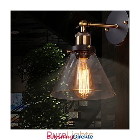 Retro Vegglampe Med Blomsterskjerm I Glass Og Metallfeste