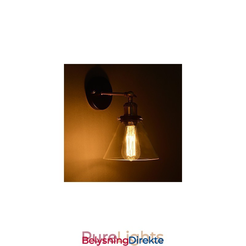 Retro Vegglampe Med Blomsterskjerm I Glass Og Metallfeste