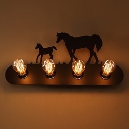 Amerikansk Landsby Pastoral Loftsstil Soveromsgang Jern Retro Villhest Vegglampe Gratis Frakt
