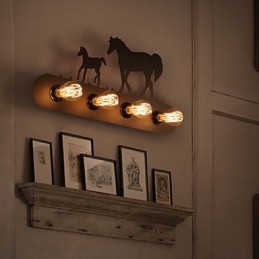 Amerikansk Landsby Pastoral Loftsstil Soveromsgang Jern Retro Villhest Vegglampe Gratis Frakt
