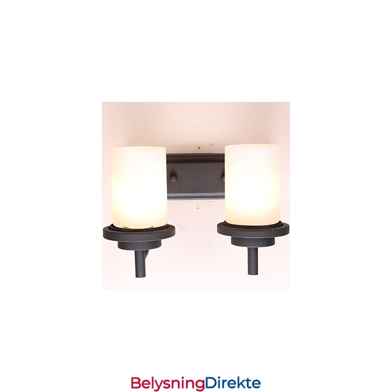 2* Retro Vegglampe I Jern I Klassisk Stil Med Maling Og Frostet Glass