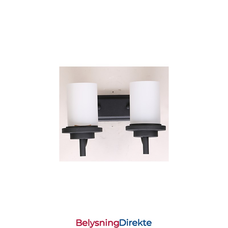 2* Retro Vegglampe I Jern I Klassisk Stil Med Maling Og Frostet Glass