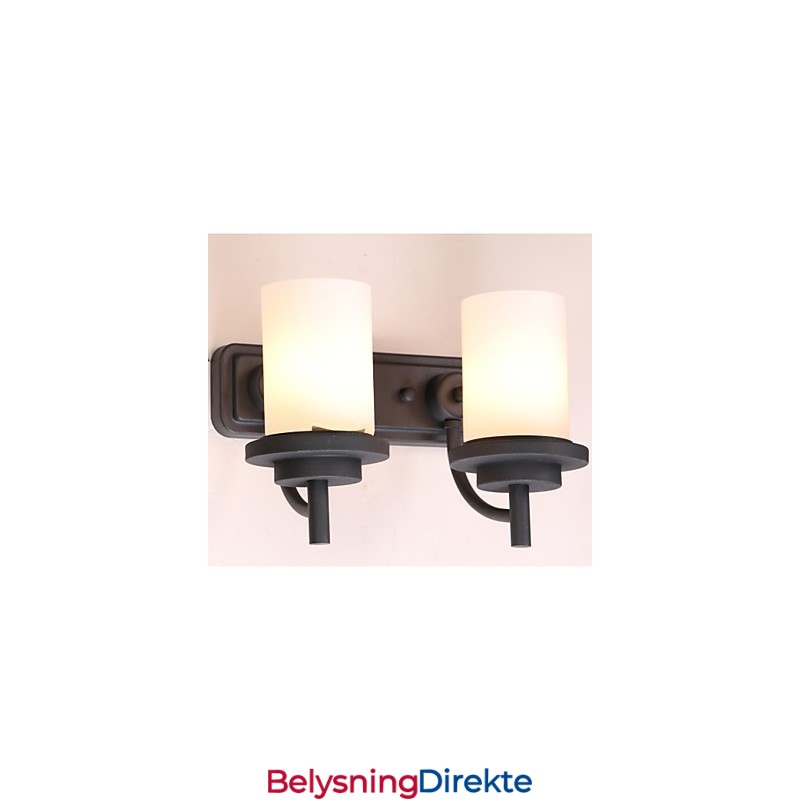 2* Retro Vegglampe I Jern I Klassisk Stil Med Maling Og Frostet Glass