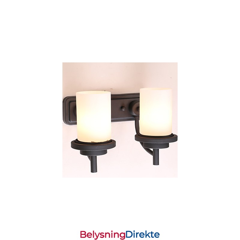 2* Retro Vegglampe I Jern I Klassisk Stil Med Maling Og Frostet Glass