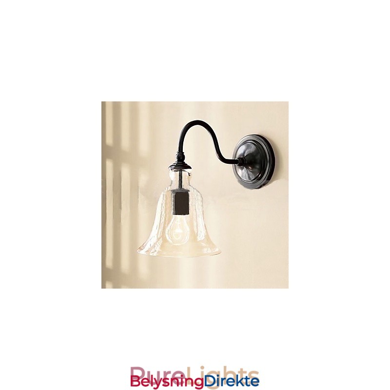 Naturinspirert Vegglampe I Jern Med Gjennomsiktig Glassskjerm