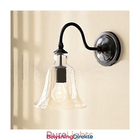 Naturinspirert Vegglampe I Jern Med Gjennomsiktig Glassskjerm