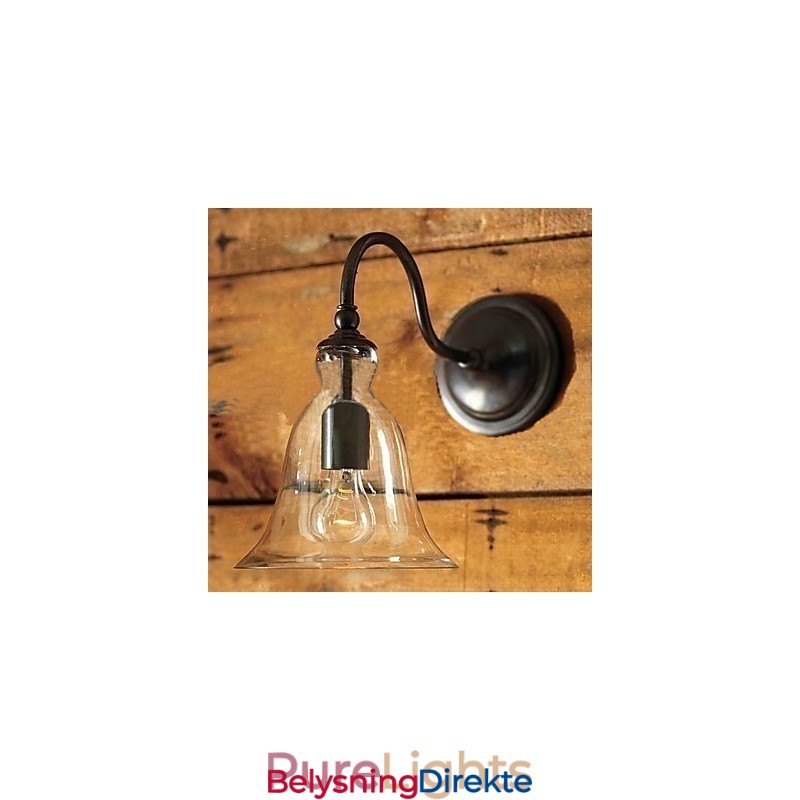 Naturinspirert Vegglampe I Jern Med Gjennomsiktig Glassskjerm