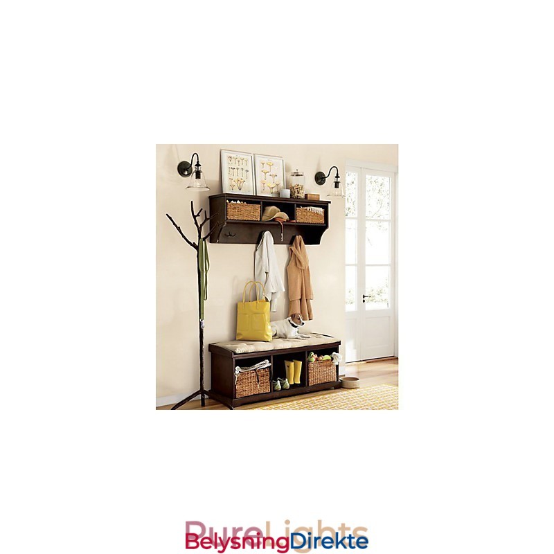 Naturinspirert Vegglampe I Jern Med Gjennomsiktig Glassskjerm