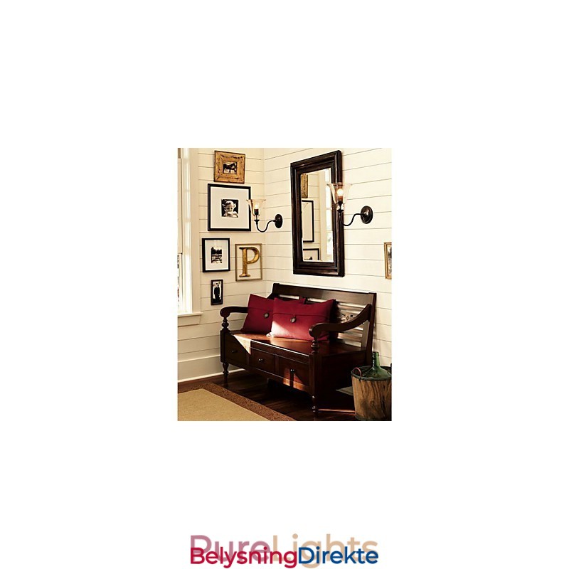 Naturinspirert Vegglampe I Jern Med Gjennomsiktig Glassskjerm