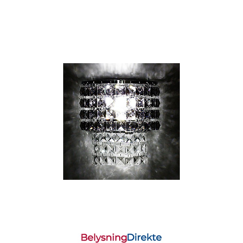 Moderne Vegglampe Med Stoffskjerm I Metallplate I Krystallstil