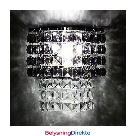 Moderne Vegglampe Med Stoffskjerm I Metallplate I Krystallstil