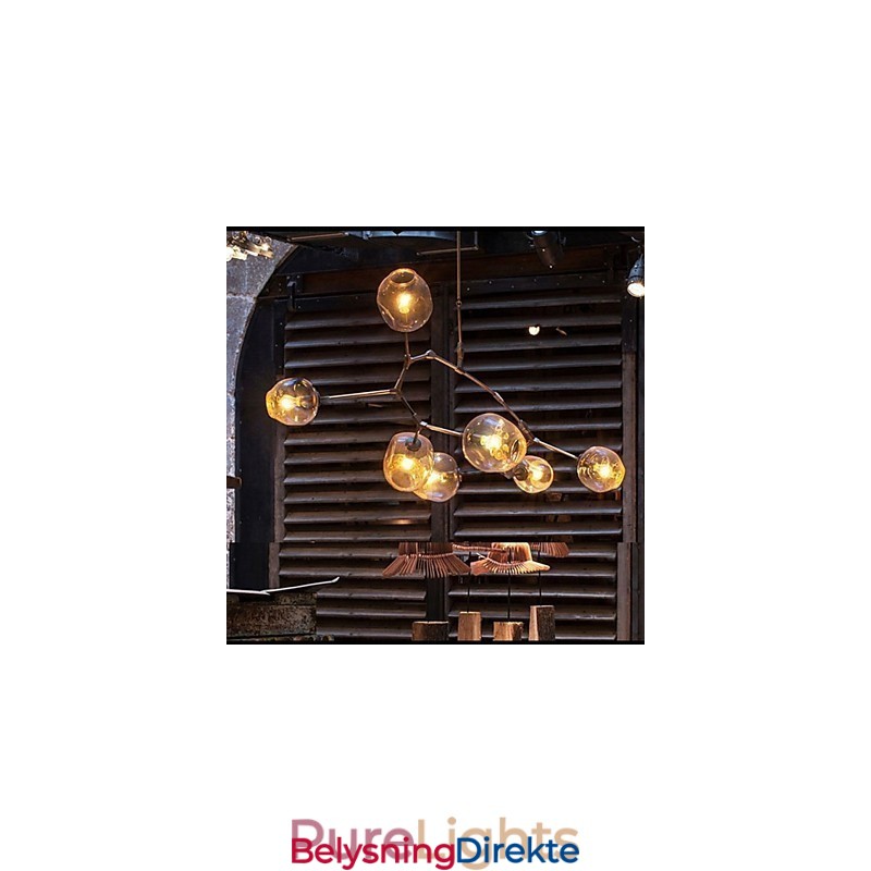 Kunstglasskule Hengende Grener Hengende Lysekrone Med 7 Lys Og Glassskjerm