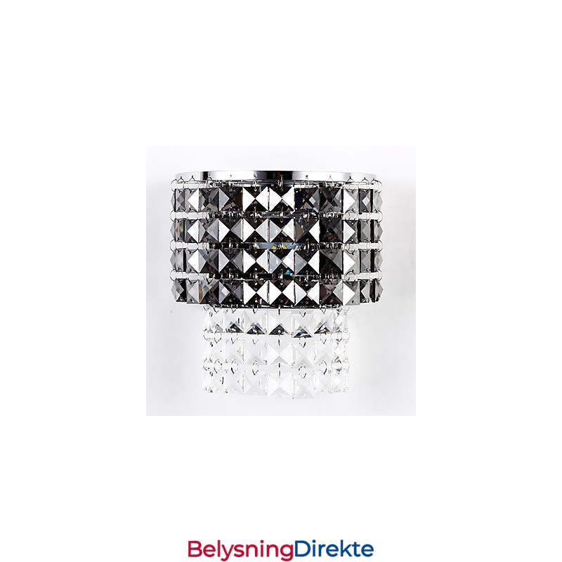 Moderne Vegglampe Med Stoffskjerm I Metallplate I Krystallstil